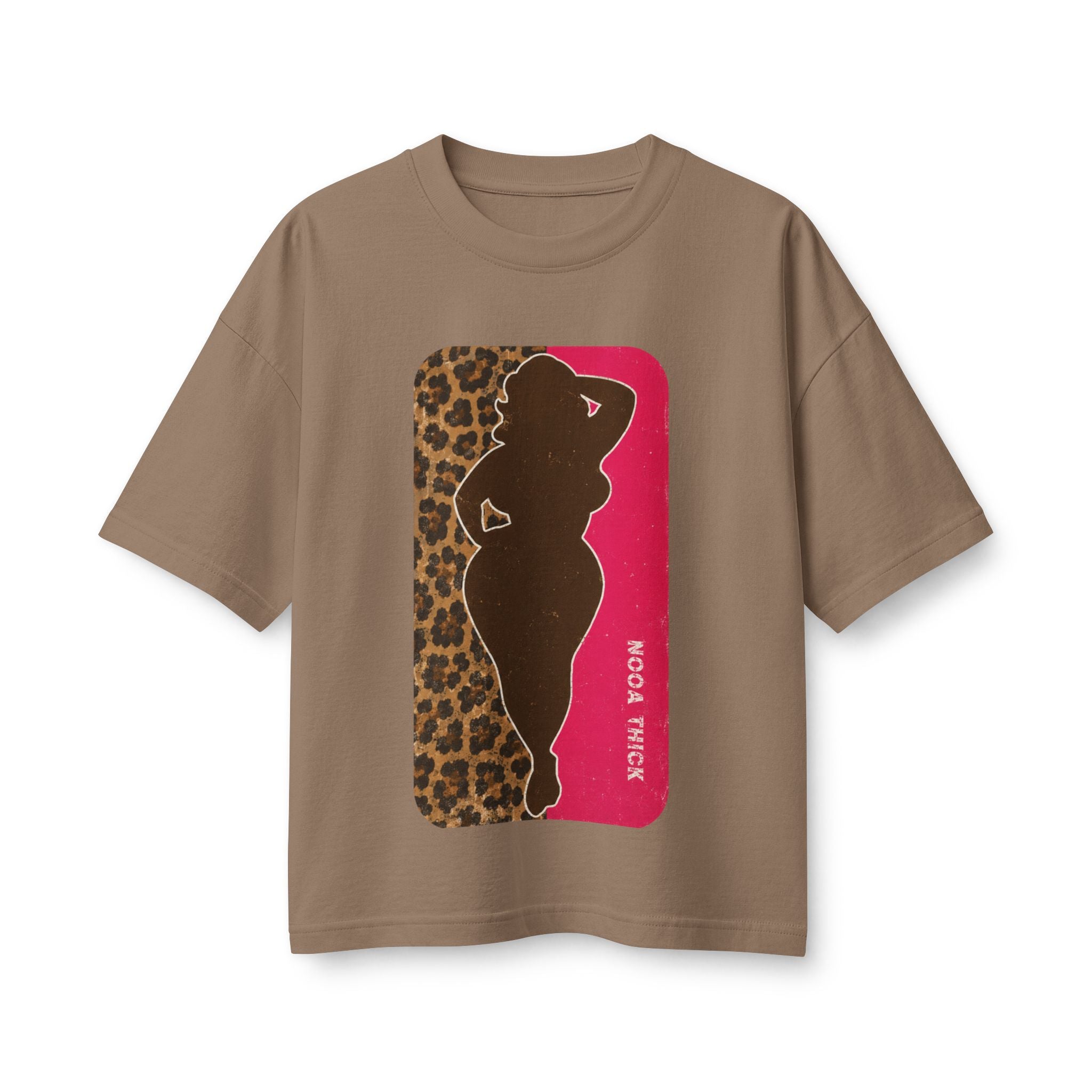 Curvy Silhouette & Bling Graphic Tee — NOGA NICKS Leopard Accent Women's T-Shirt