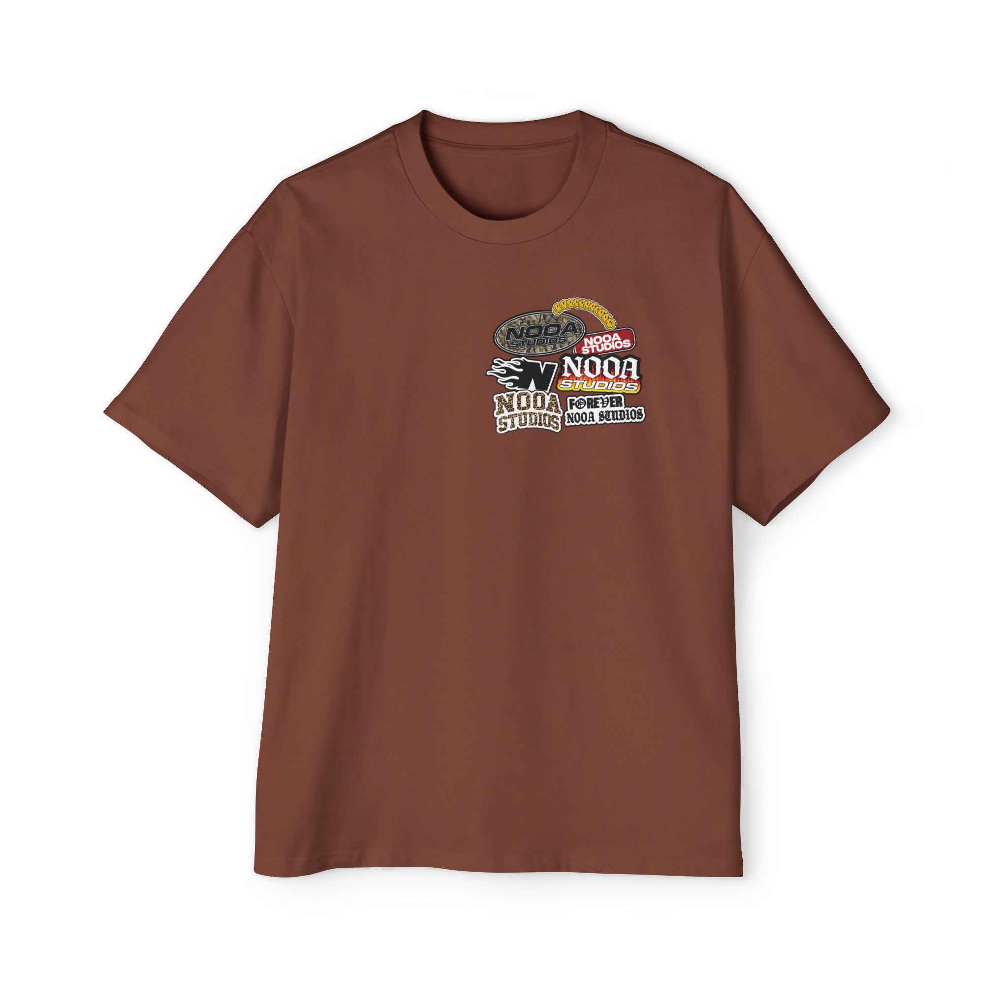 Nooa Studios Graphic Tee — Retro Logo Patch Oversized T-Shirt