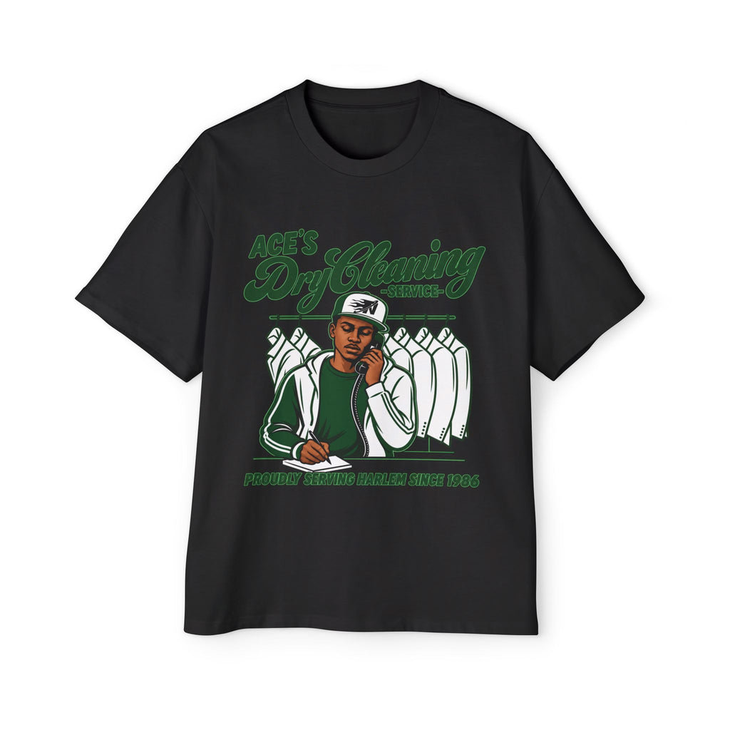 Ace’s Dry Cleaning Graphic Tee — ‘Proudly Serving Harlem Since 1986’ (Nooa Currency Back Print)