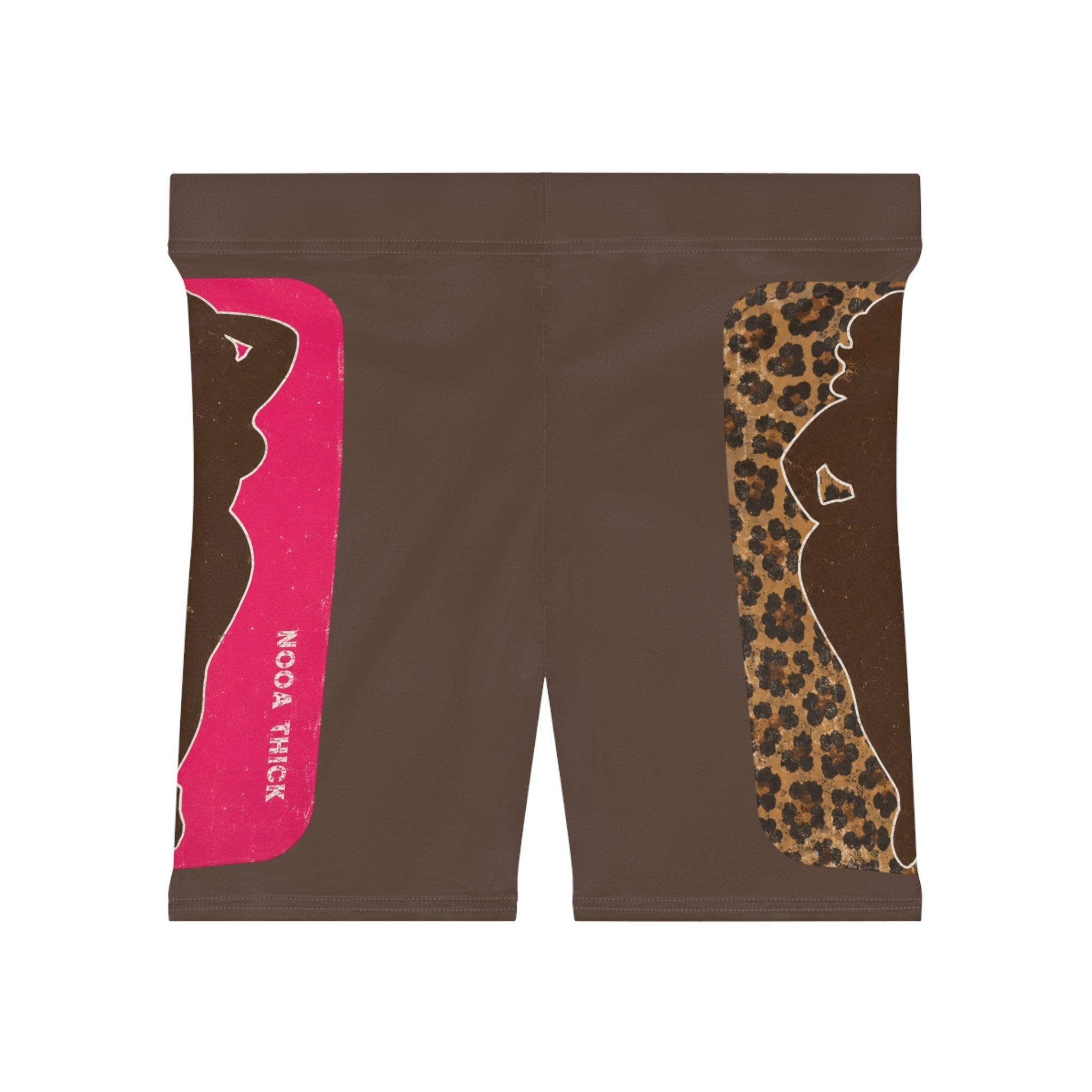 Leopard & Pink Silhouette Biker Shorts — Women's Fashion Activewear