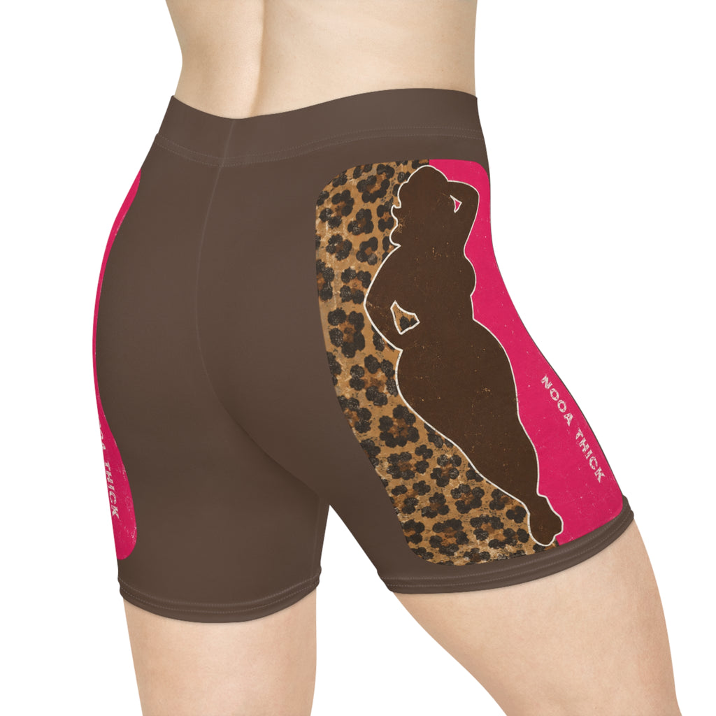 Leopard & Pink Silhouette Biker Shorts — Women's Fashion Activewear