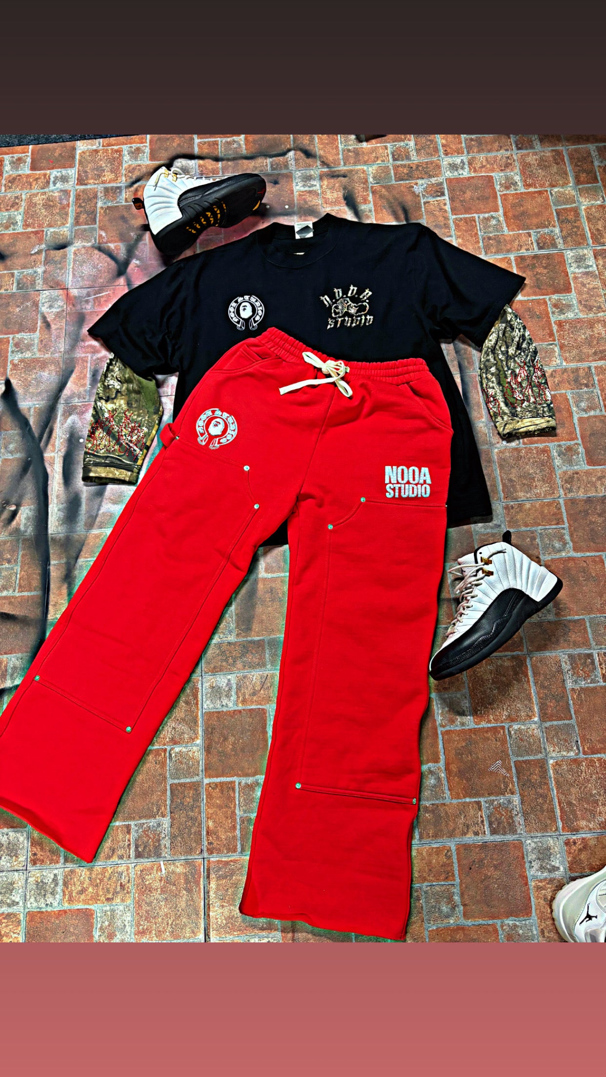 Black Camo Flame Thermal Tee