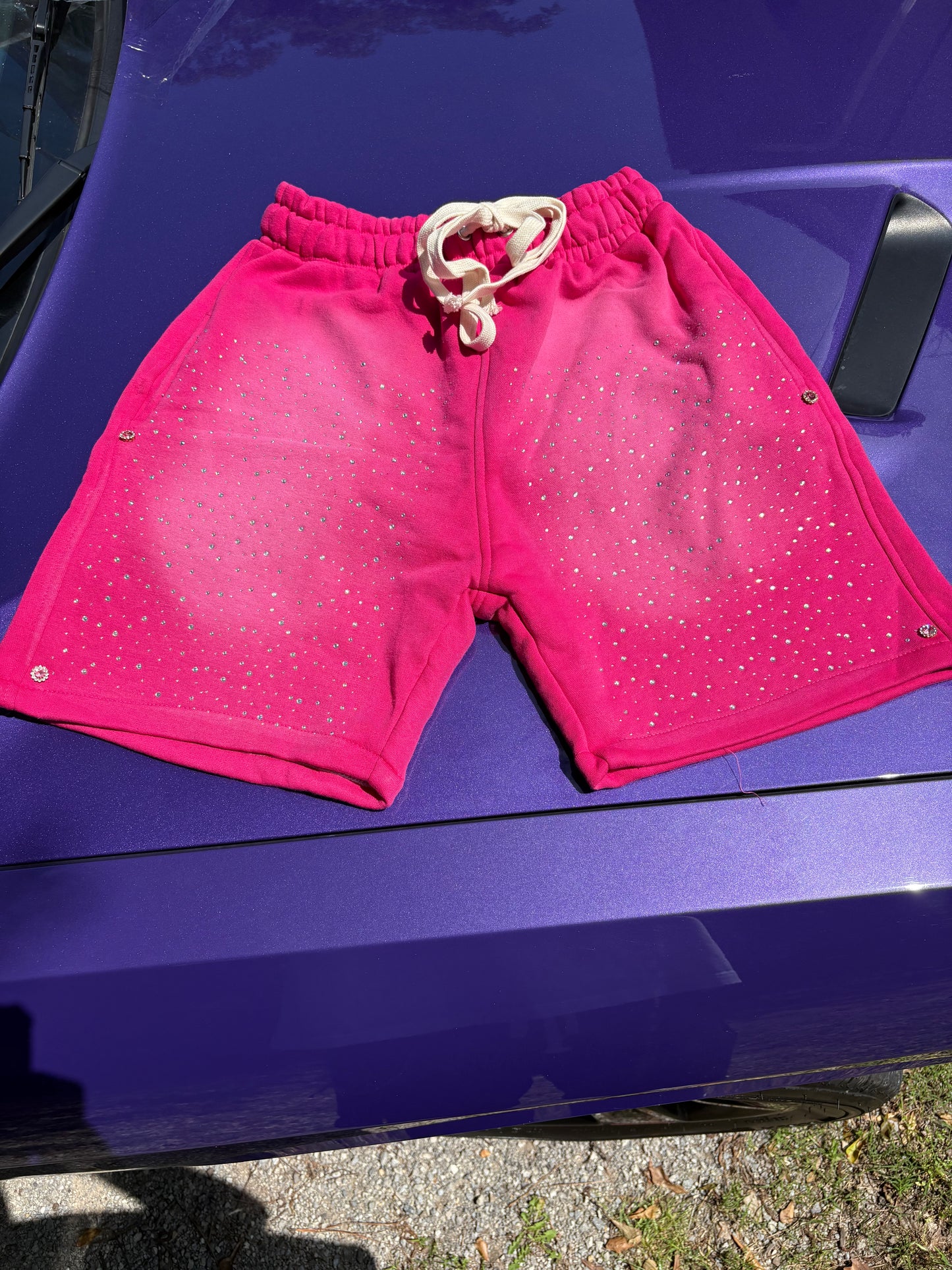 Hot Pink acid Wash shorts